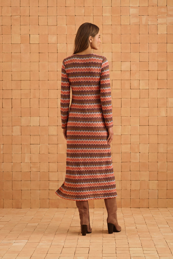 Autumn Dress In Zig Zag