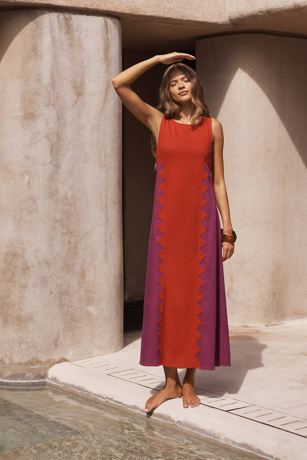 Binnie Dress In Foxglove Rosa