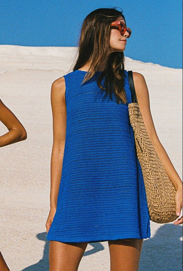 Poolside Mini Dress In Cobalt