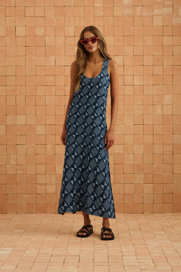 Courtney Dress In Abstract Denim