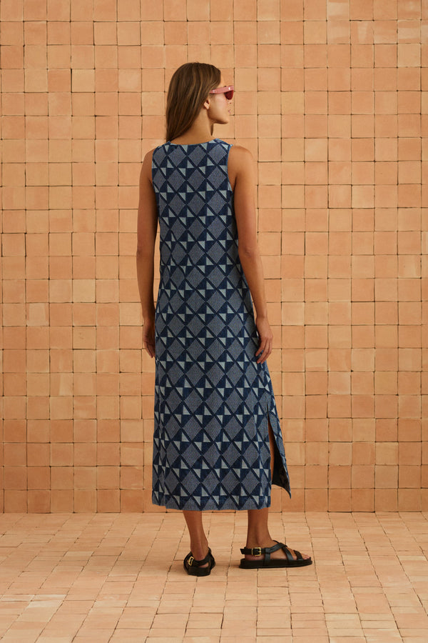 Courtney Dress In Abstract Denim