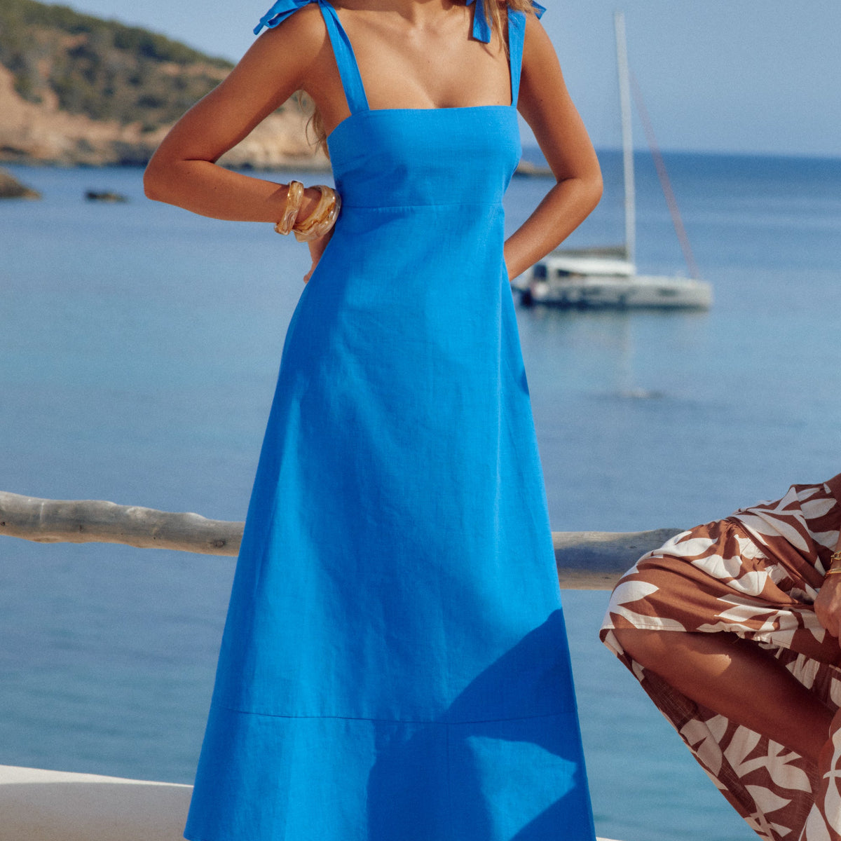 Iris Tie Dress In Caribbean Blue  Mister Zimi