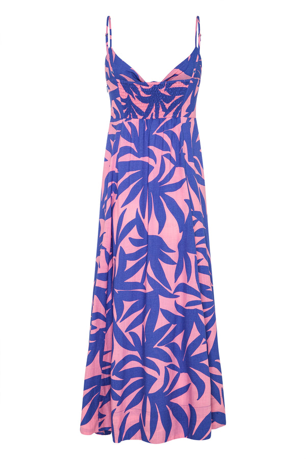 Minuri Dress In Blue Palms