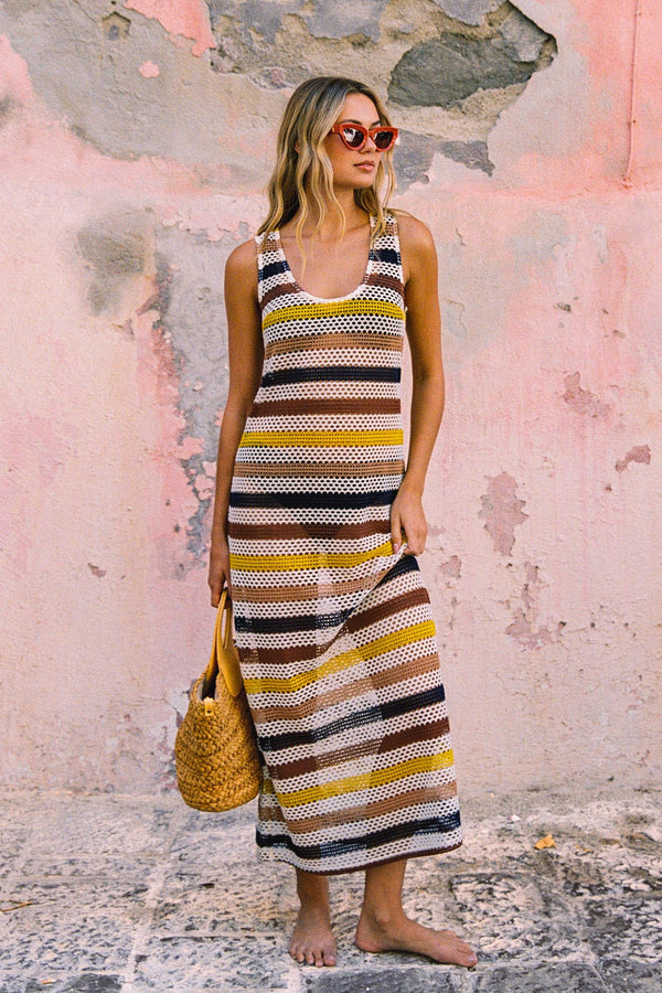 Courtney Dress In Sand Stripe