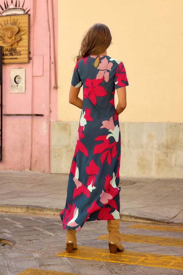 Roma Dress In Flame Lily