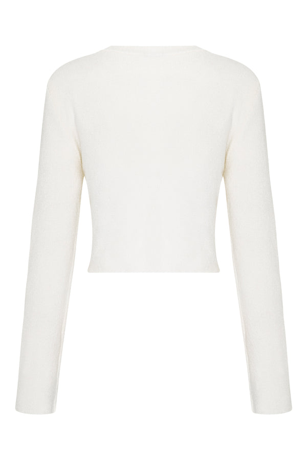 Sage Long Sleeve Crop Knit In White