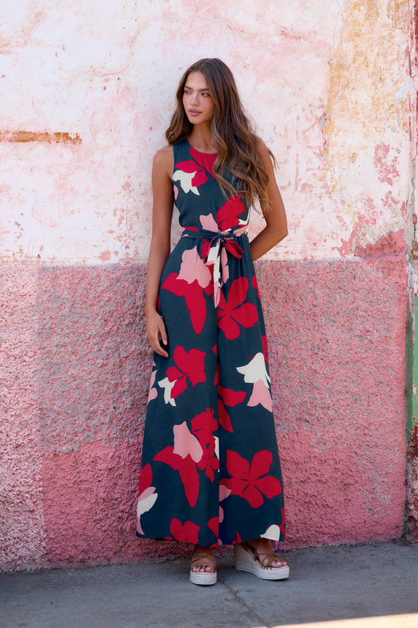 Selma Jumpsuit In Flame Lily