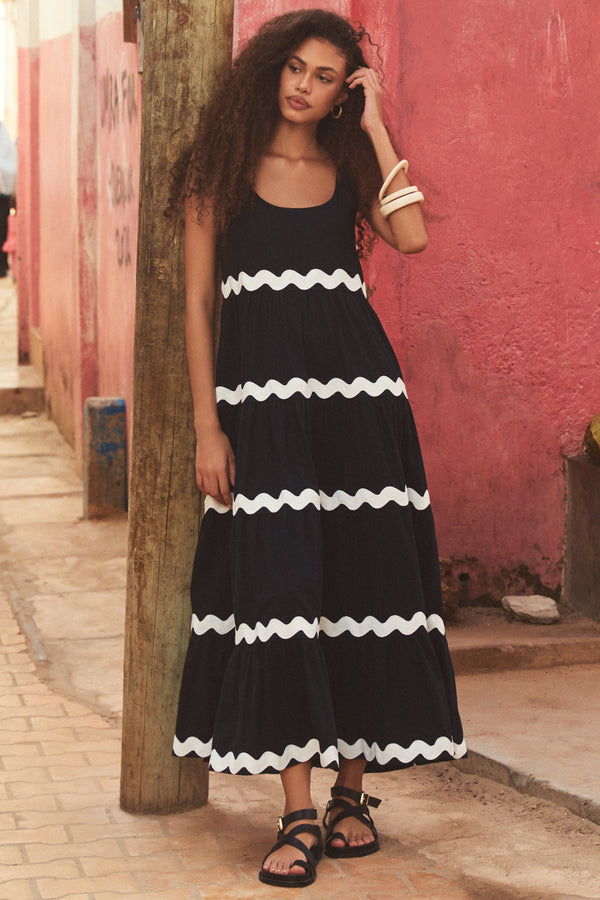 Winifred Maxi Dress In Black Ric Rac