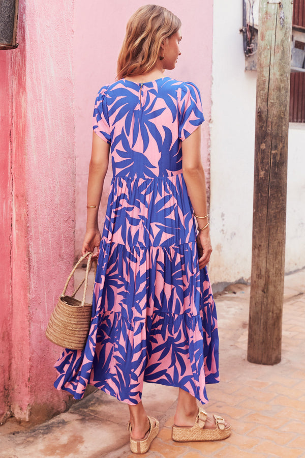 Pili Dress In Blue Palms