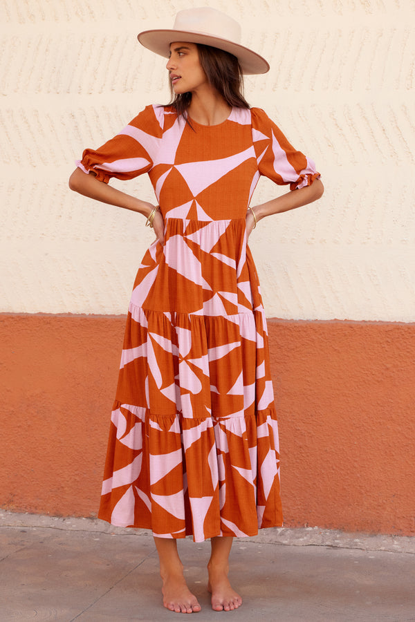 Lottie Dress In Terracotta