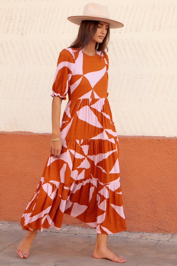 Lottie Dress In Terracotta