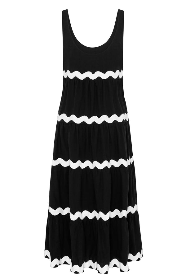 Winifred Maxi Dress In Black Ric Rac