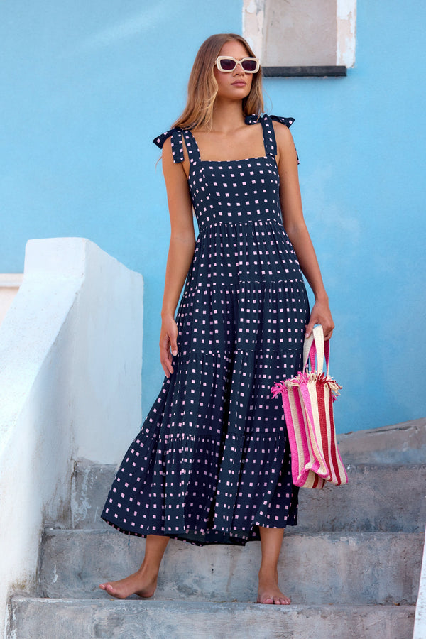 Bessie Tie Dress In Aruba