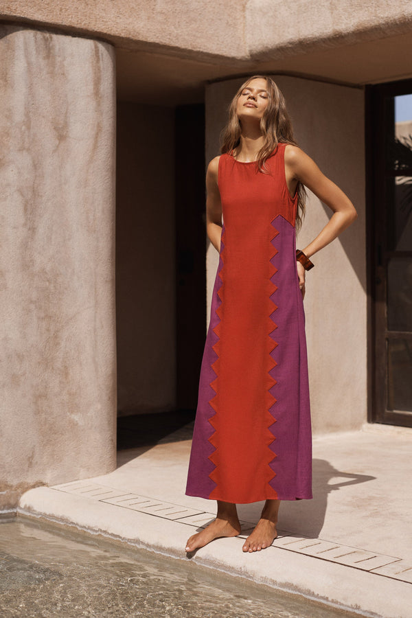 Binnie Dress In Foxglove Rosa