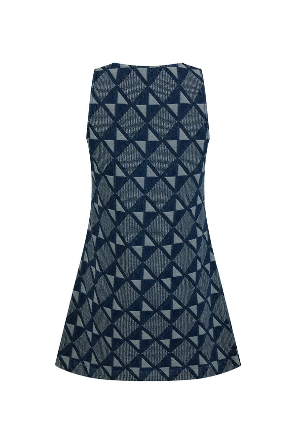 Courtney Mini Dress In Abstract Denim