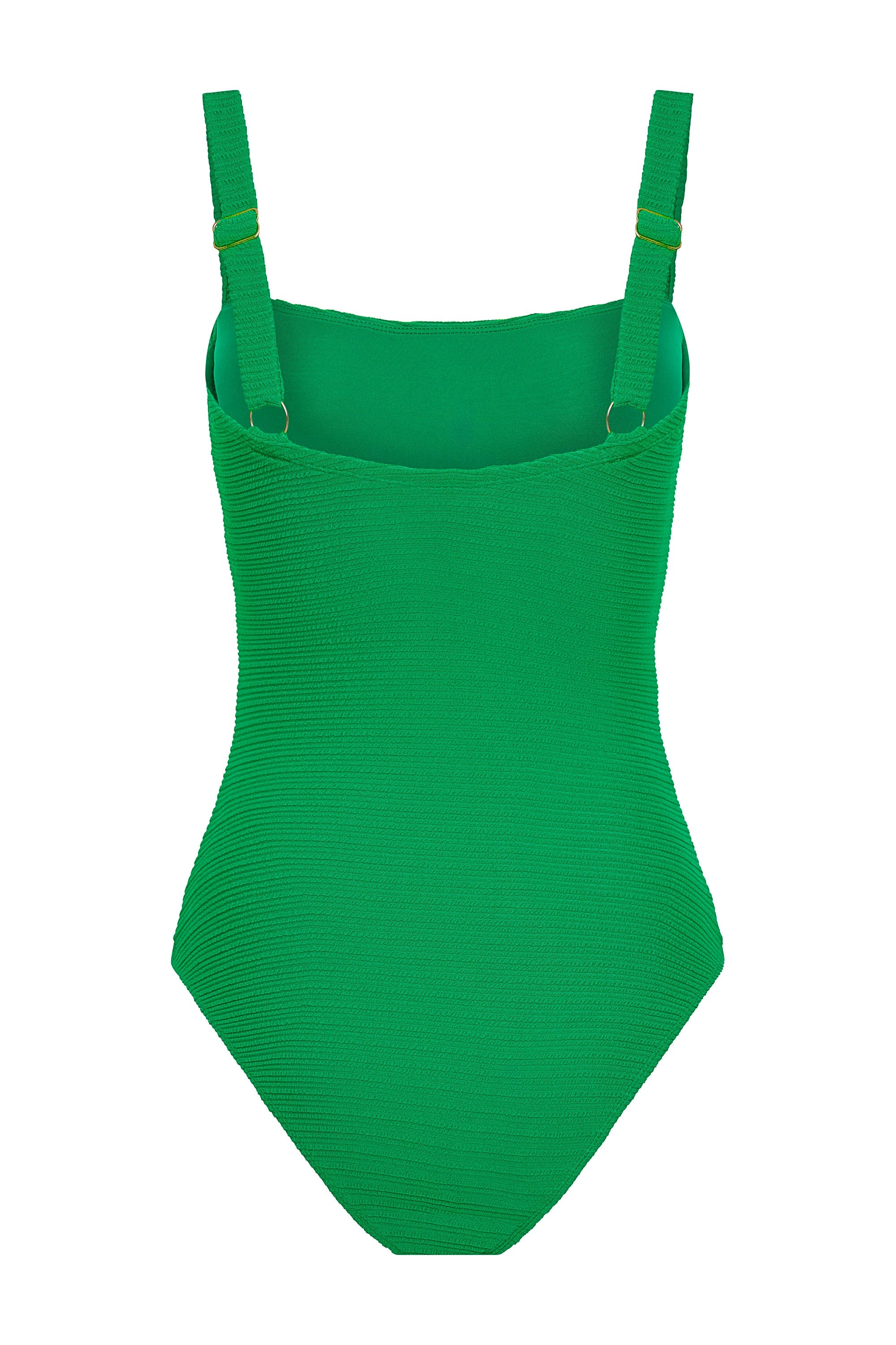 【THE MOZZ】[Premium] Garden Shirring Corduroy One Piece Geometric Shirring High Neck Zip Front One Piece Swimsuit