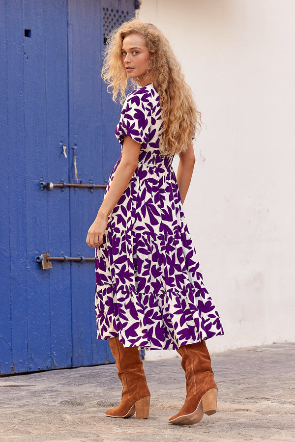 Autumn Indigo Dress In Grape Leaf