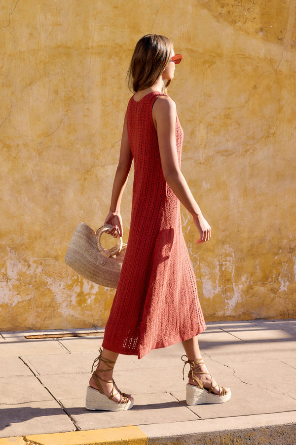 Goldy Dress In Rust