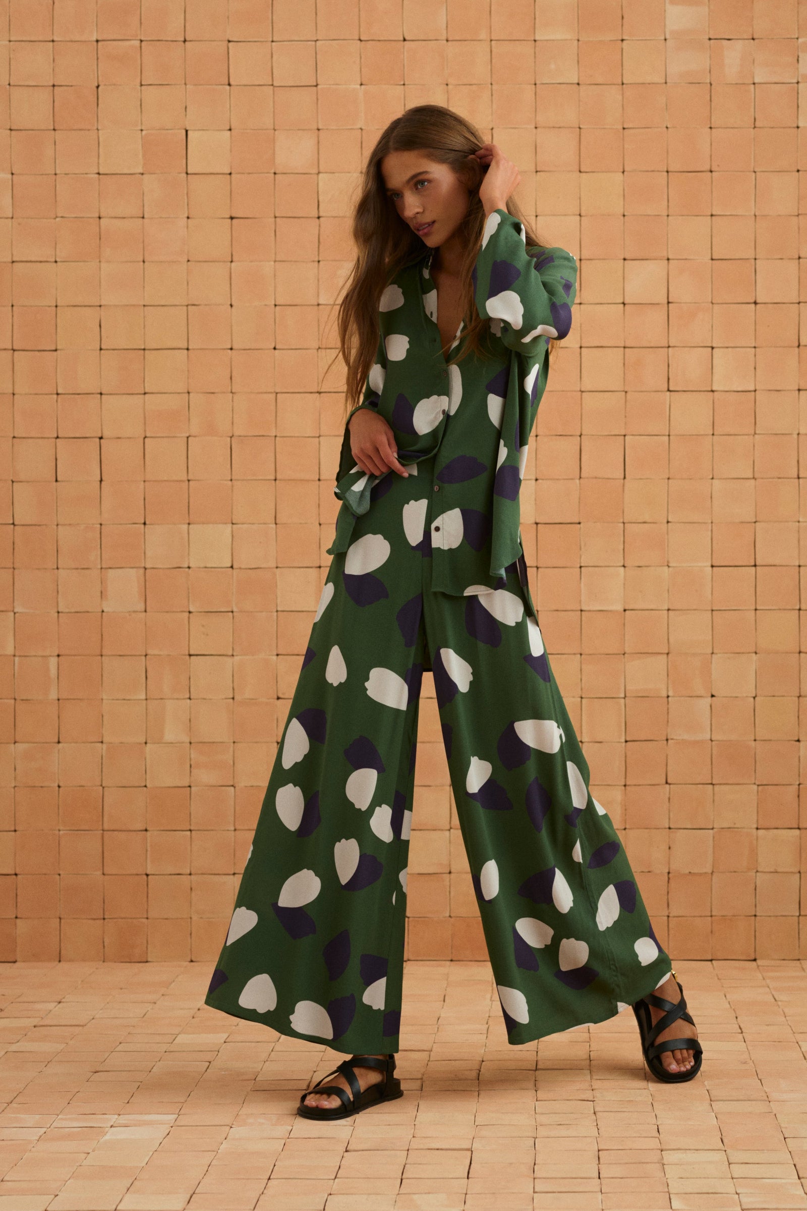 Charlie Pants and Ingrid Shirt in Verbena