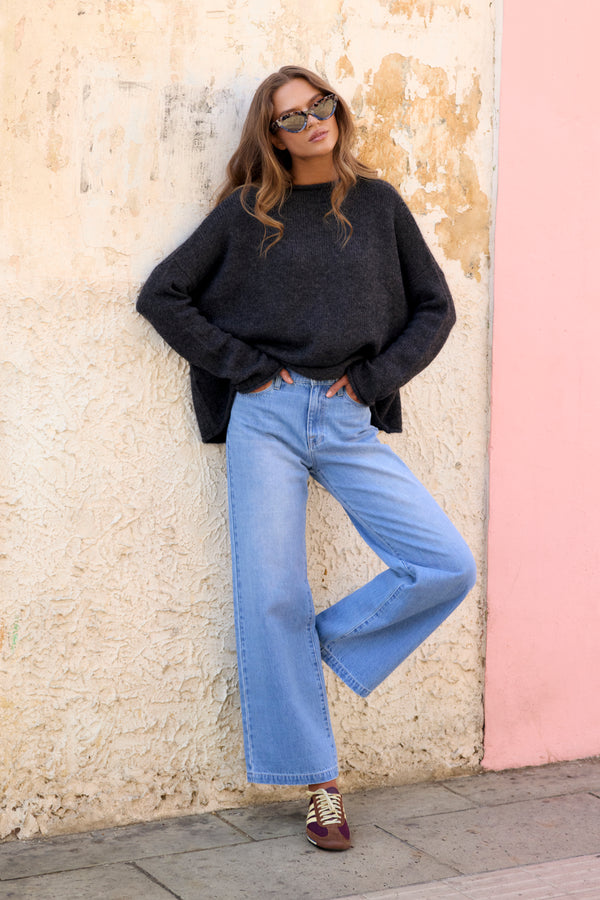 Jaz Knit Sweater In Charcoal
