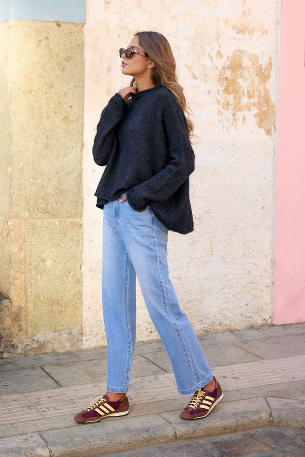 Jaz Knit Jumper In Charcoal