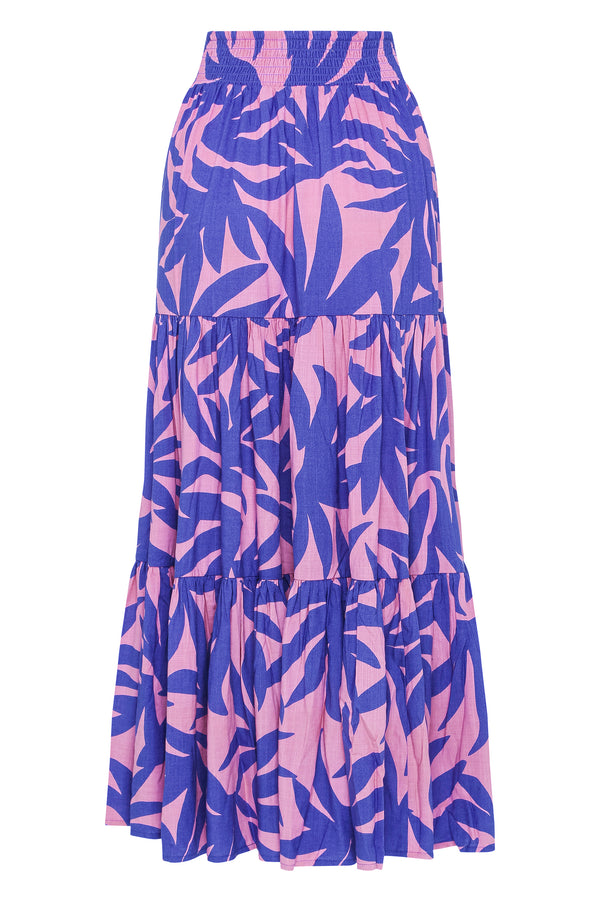 Lila Maxi Skirt In Blue Palms