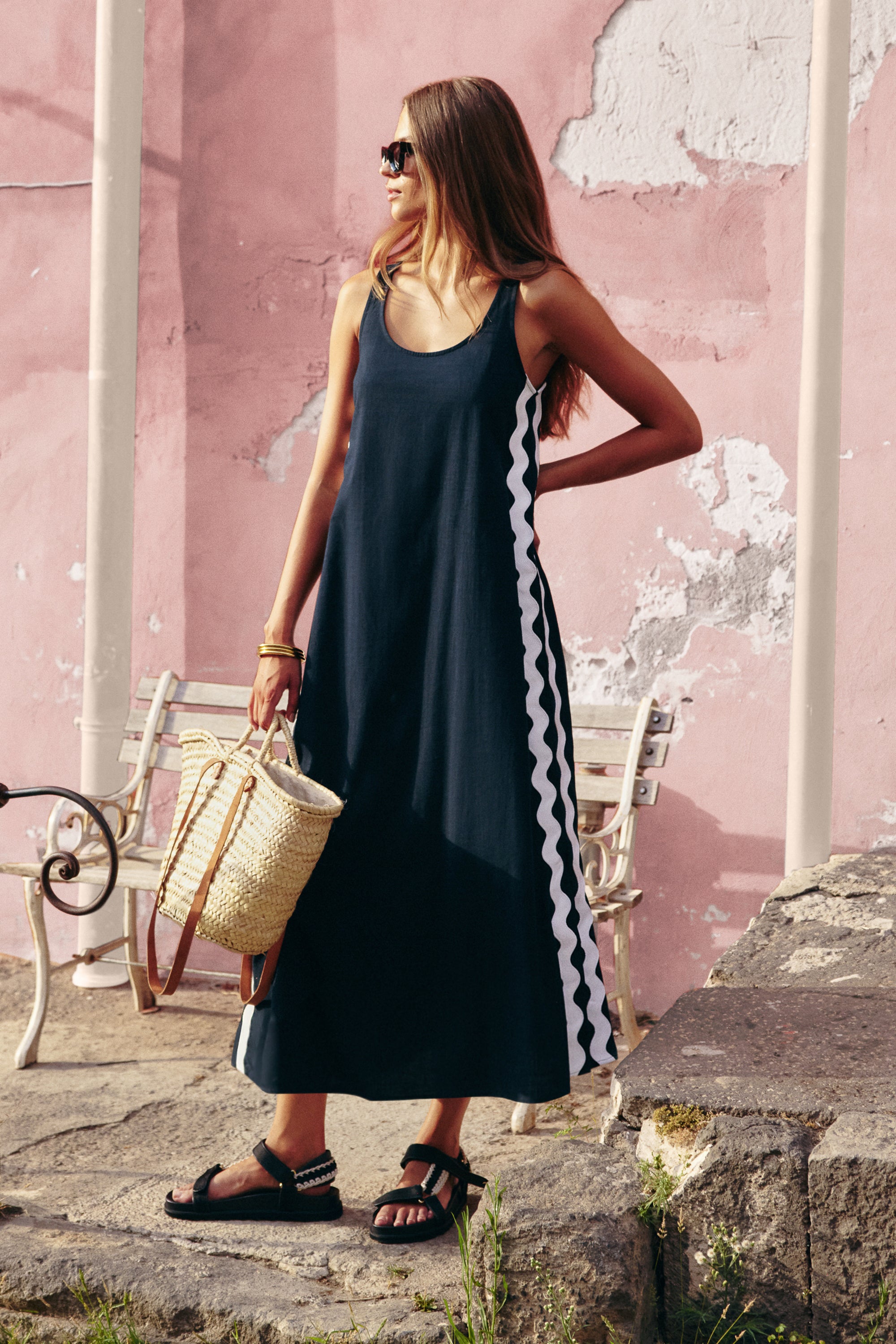 Maggie Dress In Black Ric Rac – Mister Zimi