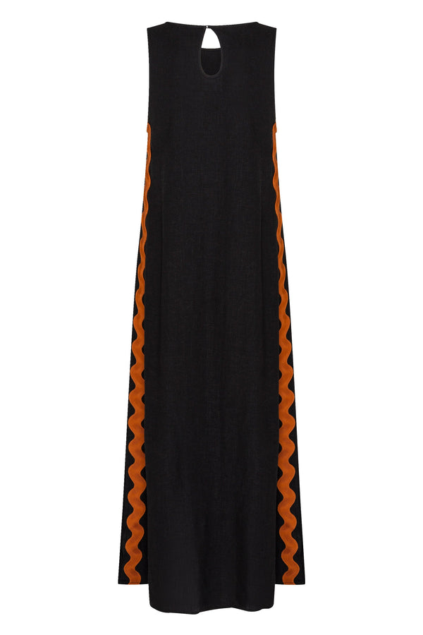 Margot Dress In Washed Black Ric Rac