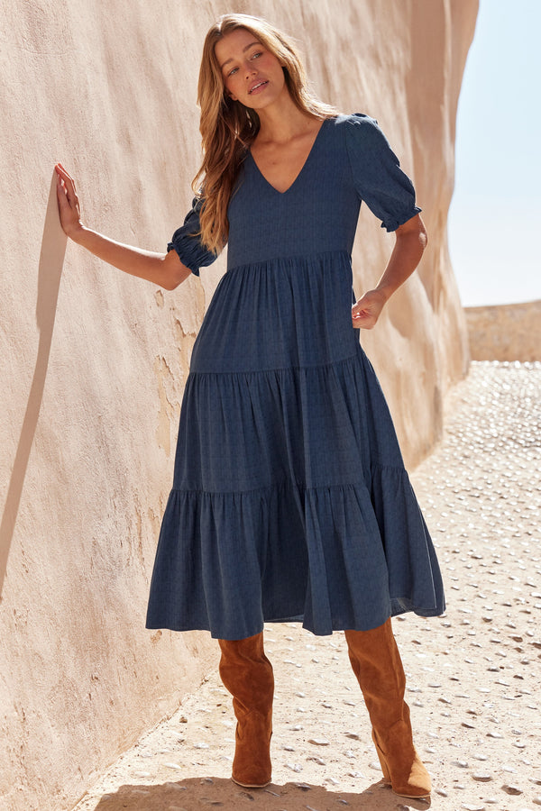 Mae Dress In Aegean Blue