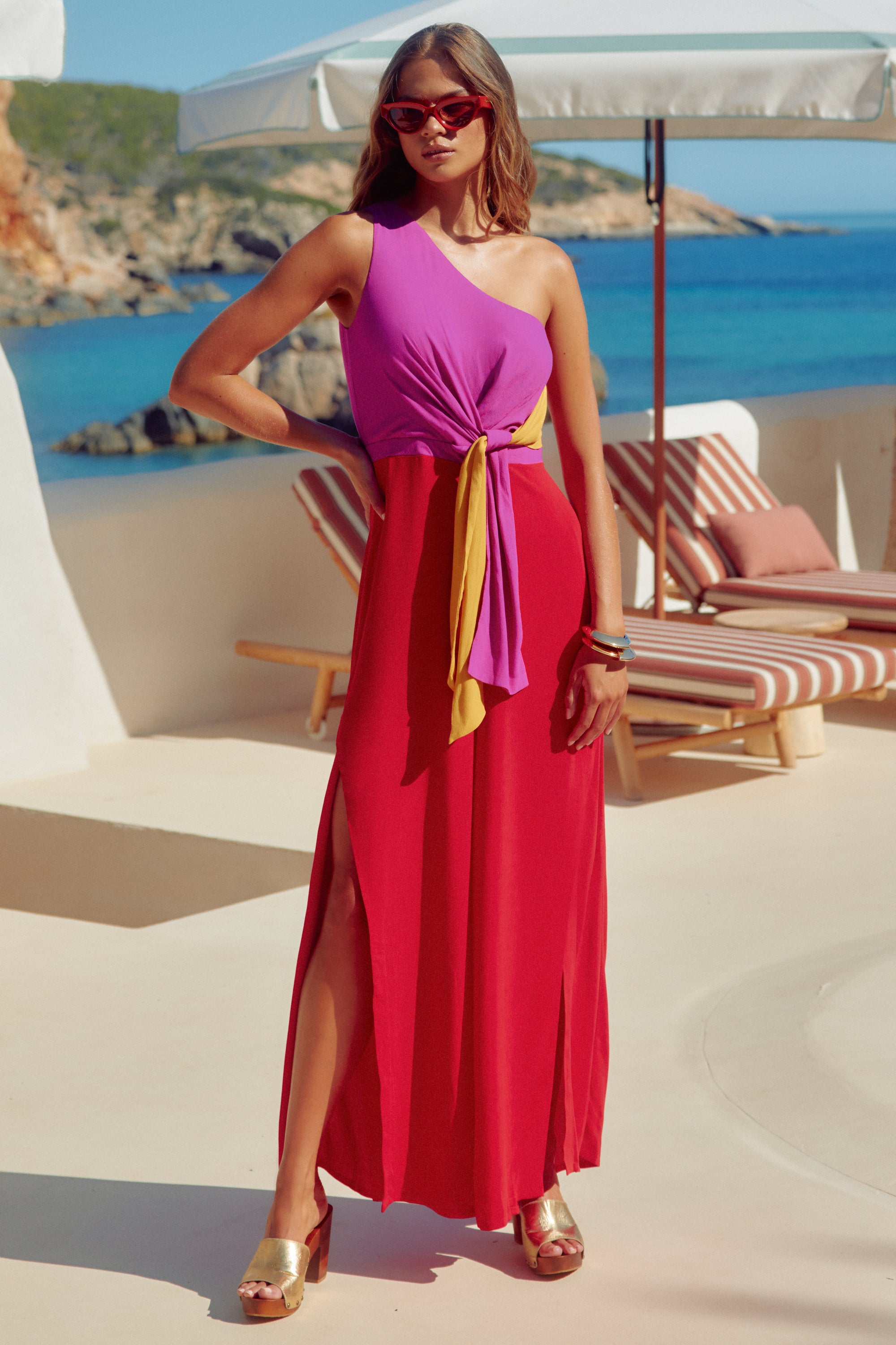 ワンピース Formentera Pleated Bicolor Dress S Short pleated dress Bicolor For Women | Maje