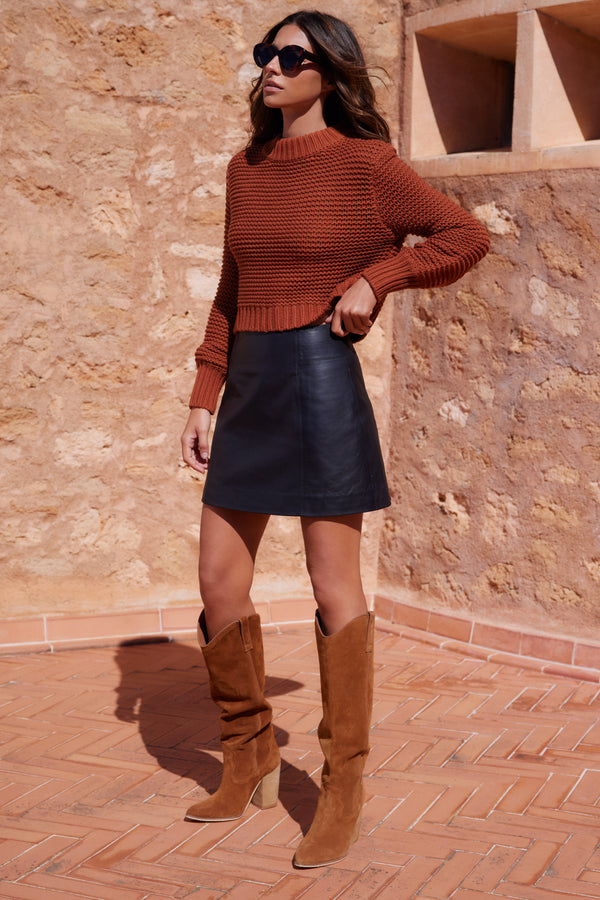 Jade Skirt In Black Leather