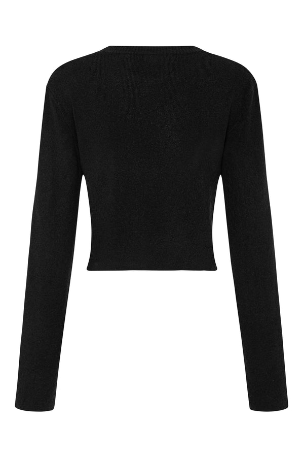 Sage Long Sleeve Crop Knit In Black