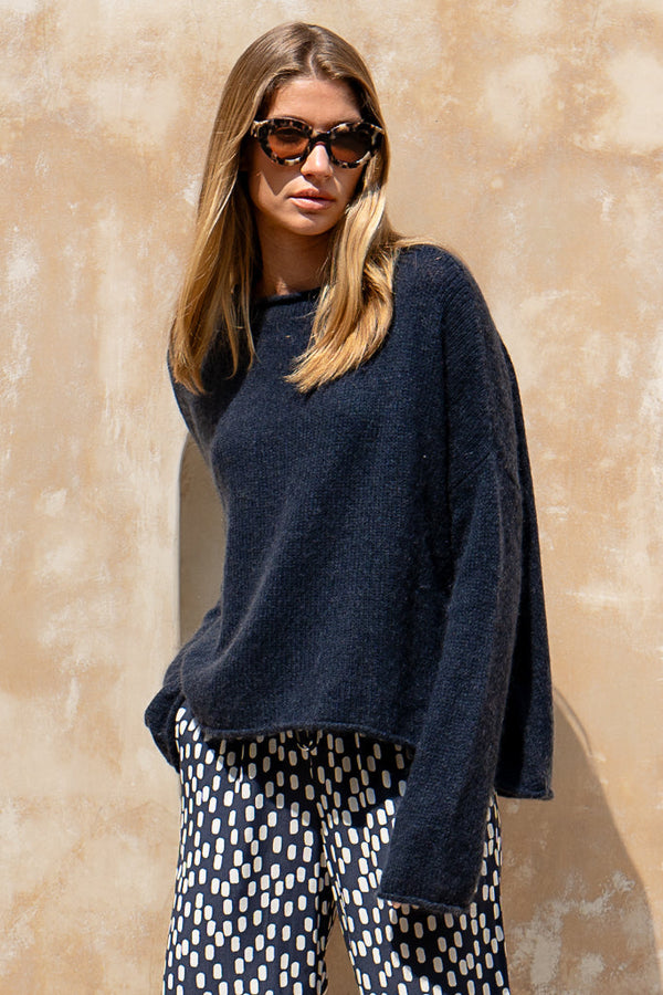 Jaz Knit Jumper In Night Blue