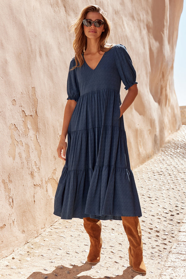 Mae Dress In Aegean Blue