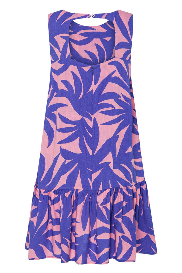 Aria Mini Dress In Blue Palms