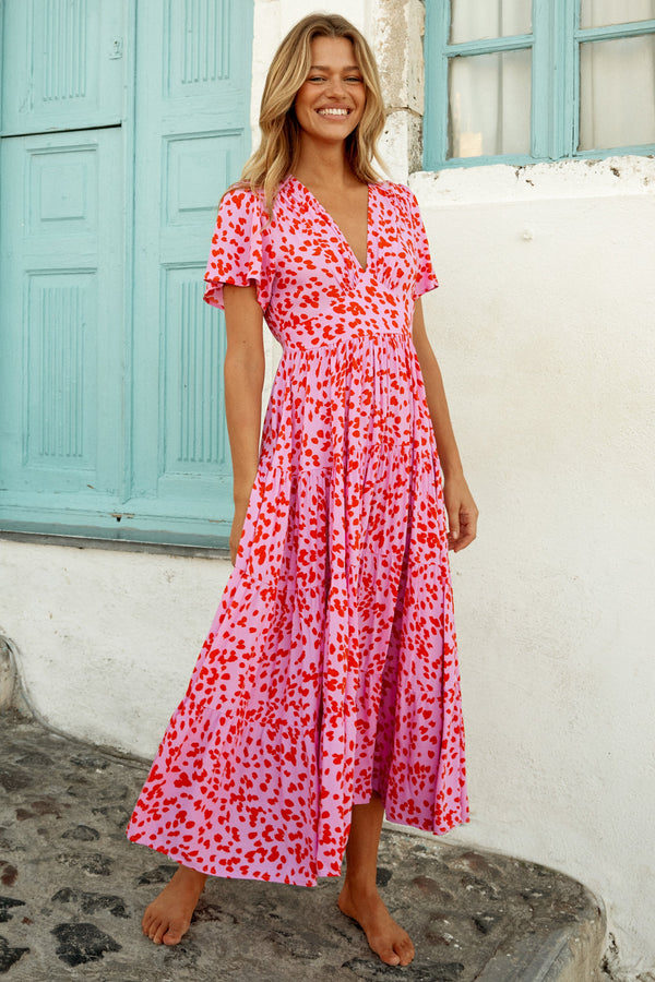 Carmella Dress In Flamingo