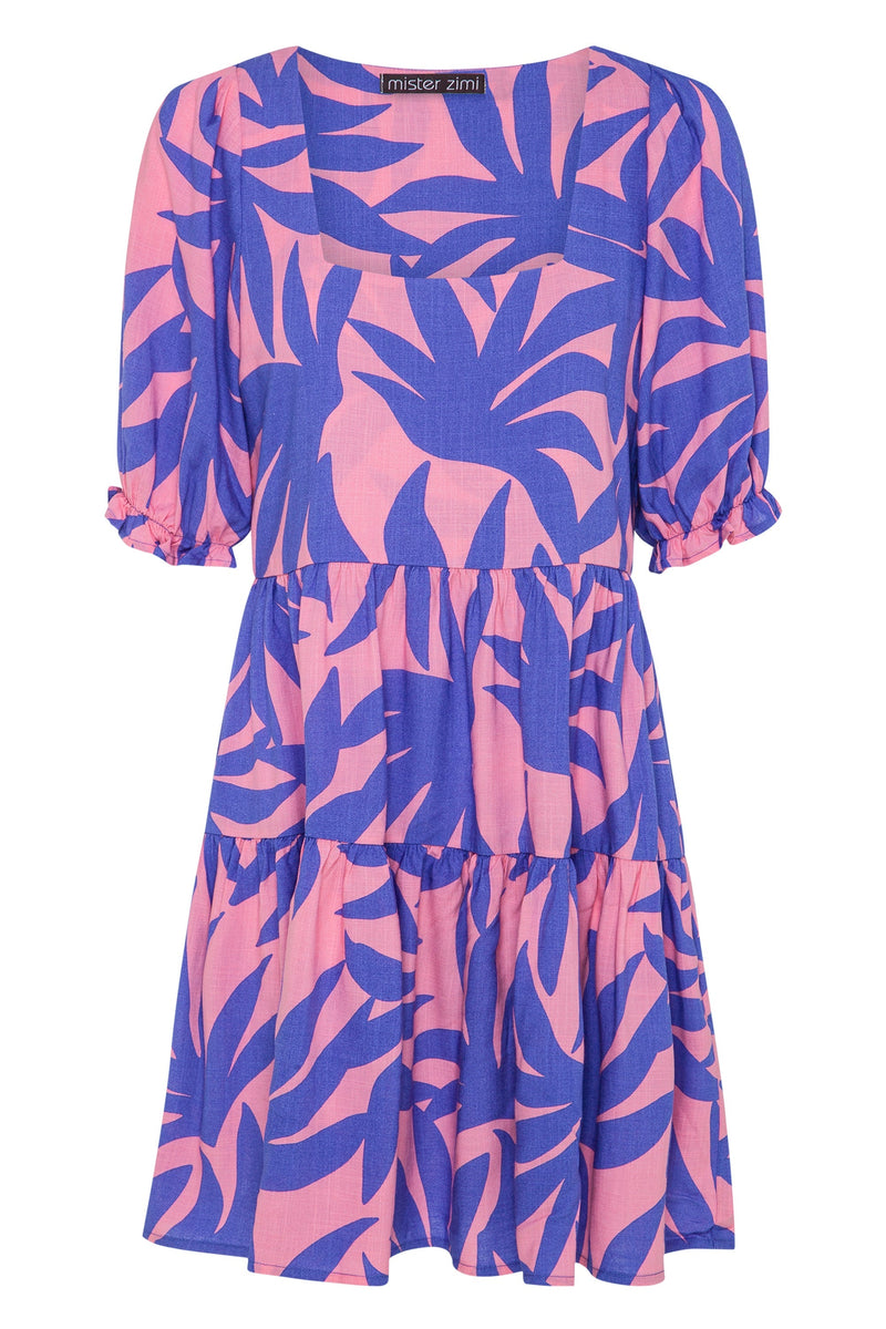 Luna Mini Dress In Blue Palms Mister Zimi