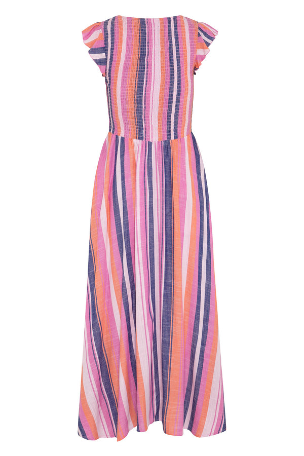 Abbie Dress In Pink And Navy Stripe