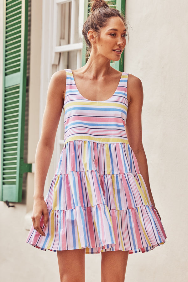 Winifred Mini Dress In Summer Stripe