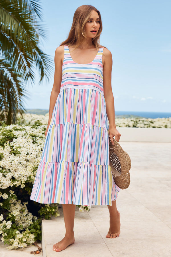 Winifred Midi Dress In Summer Stripe