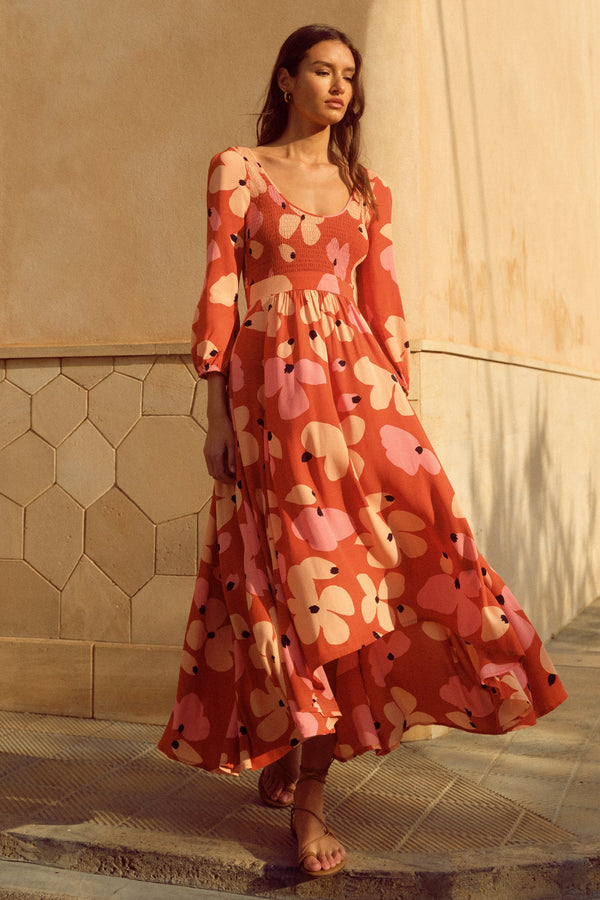 Carly Dress In Fire Bloom