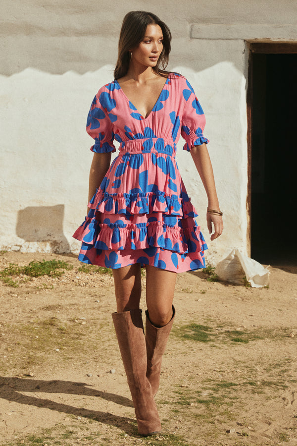 Vivienne Mini Dress In Sapphire Rose